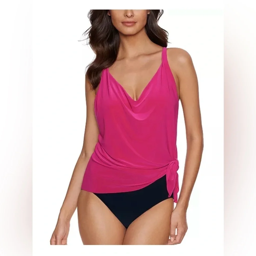 NWT Magicsuit Women's Winnie Scoop-Neck Asymmetric-Hem Tankini Top size 12